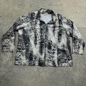 Birch Hill Black White Textured Animal Print Full Zip Jacket Shimmer Y2k Retro‎